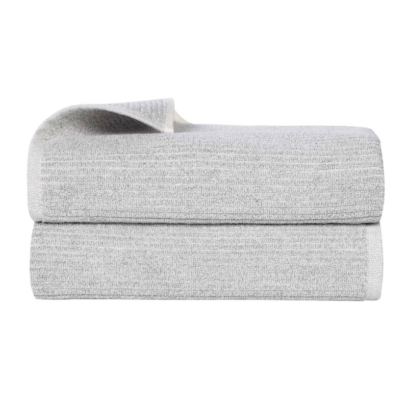 Soft and Absorbent Cotton Blend Bath Sheets, Ribbed Design, Set of 2 image number 0