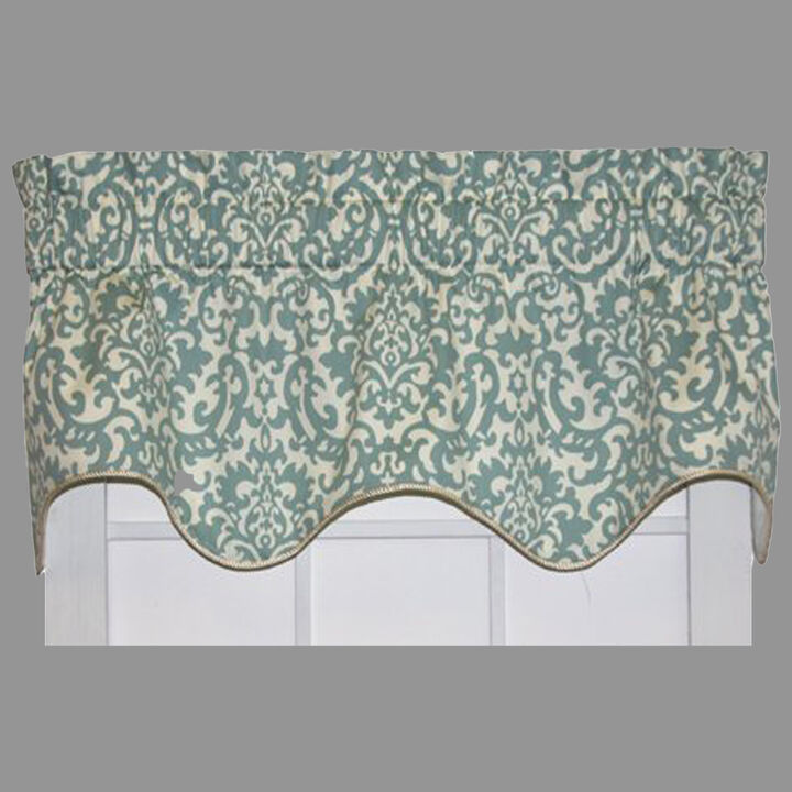 Ellis Curtain Duncan High Quality Room Darkening Solid Natural Color Lined Scallop Window Valance - 50 x15" Spa