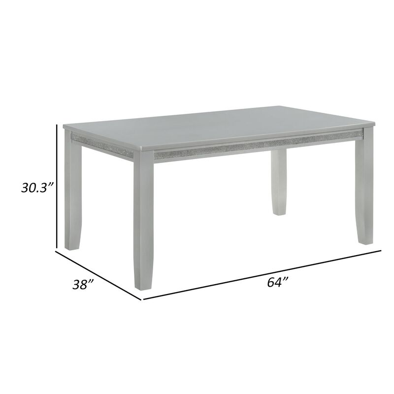 Liam 64 Inch Dining Table, Spacious Rectangular Top, Gray Wood Frame - Benzara