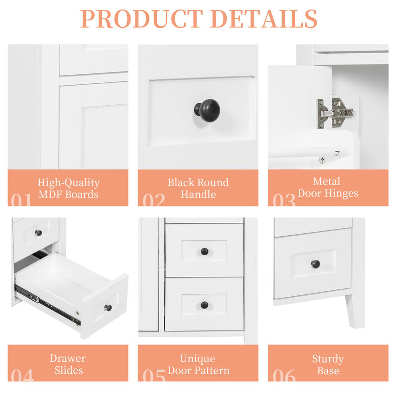 Merax Bathroom Storage Vanity with Left Adjustable Shelving Cabinet & 3 Right Smooth-Glide Drawers image number 7