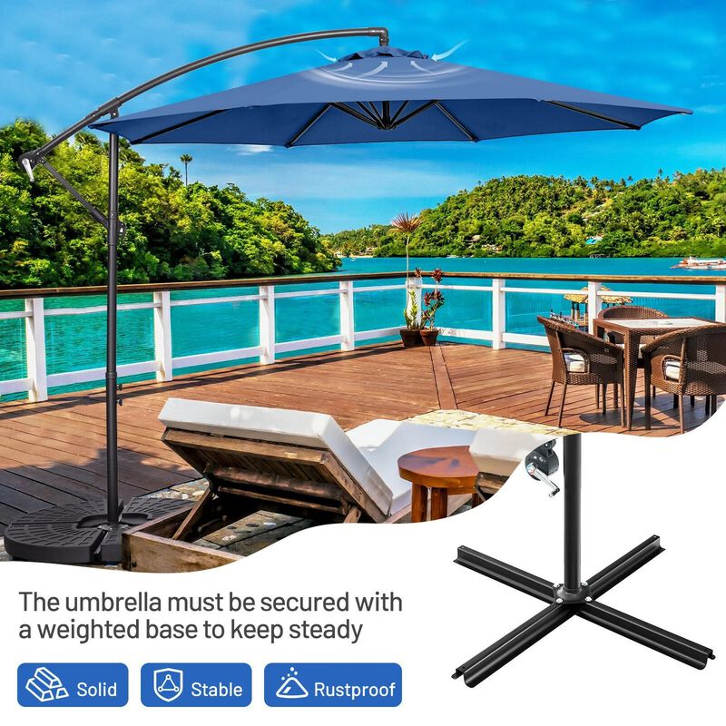 Mondawe 10 Feet Offset Umbrella with 8 Ribs Cantilever and Cross Base