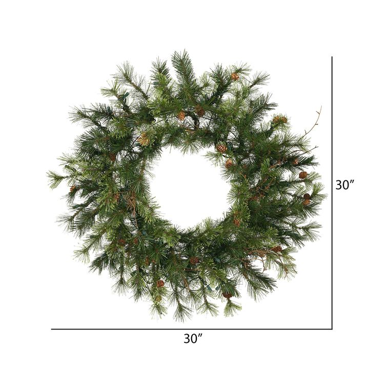 Vickerman 30" Mixed Country Pine Artificial Christmas Wreath, Unlit - Faux Mixed Needle Christmas Wreath - Indoor Seasonal Home Wall Decor