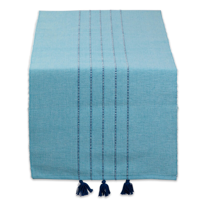 14" x 72" Sky Blue Rectangular Home and Kitchen Essentials Stripes Table Runner image number 1