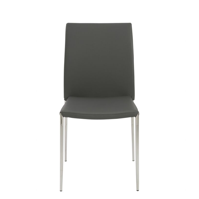 Set of 2 Stacking Chairs with Steel Frame and Faux Leather Seat