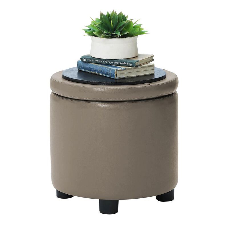 Convience Concept, Inc. Designs 4 Comfort Round Accent Storage Ottoman with Reversible Tray Lid