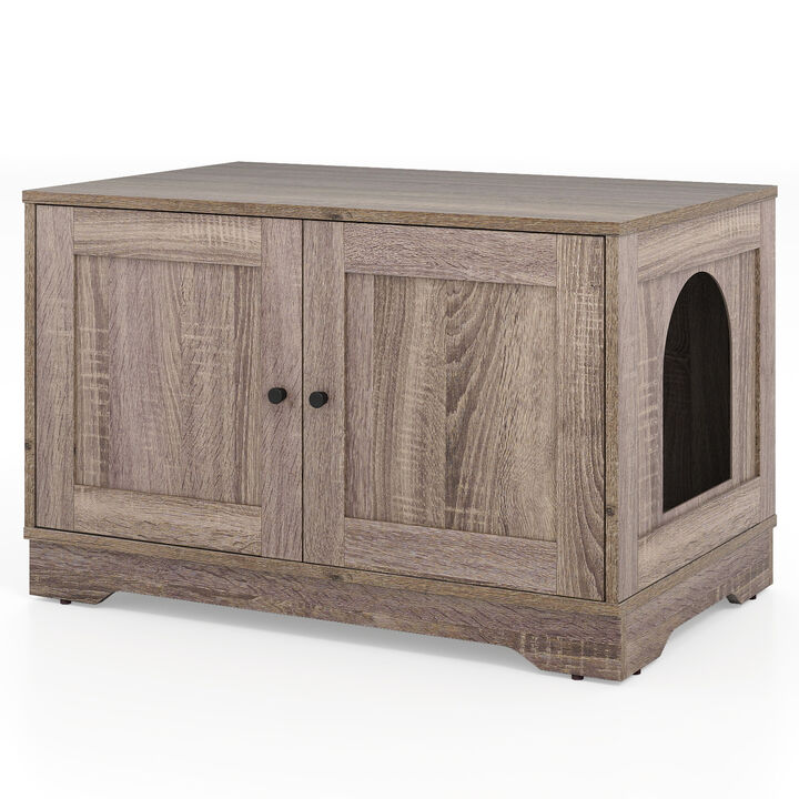 Wooden Indoor Cat House Litter Box Enclosure with Nightstand-End Table Design