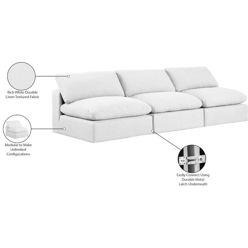 Meridian Furniture Comfy White Linen Textured Fabric Modular Sofa