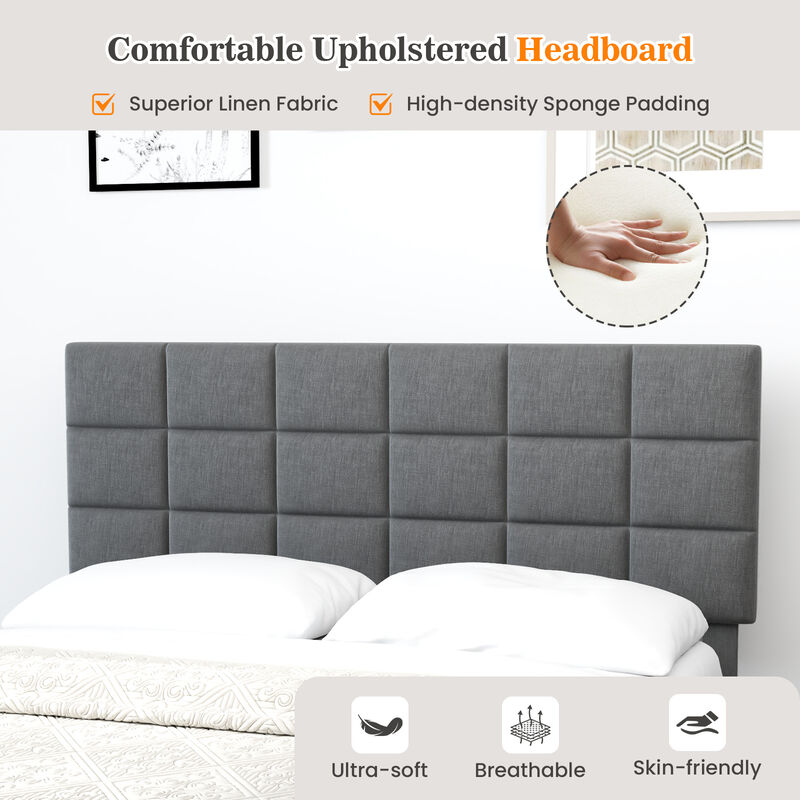 Modern Linen Bed Frame with Adjustable Headboard for Customizable Comfort and Stylish Bedroom Design image number 5