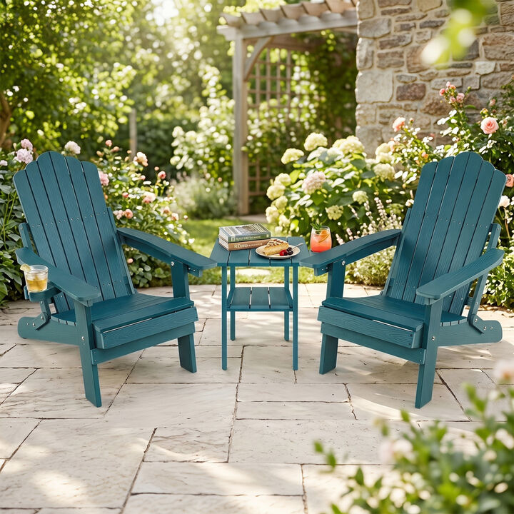 Set of 2 Outdoor Adirondack Chairs with 5-Level Adjustable Backrest
