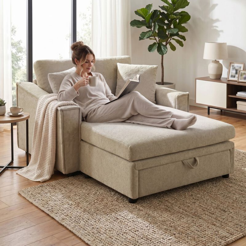 Bled Snowflake Velvet Chaise Sofa with Storage image number 1