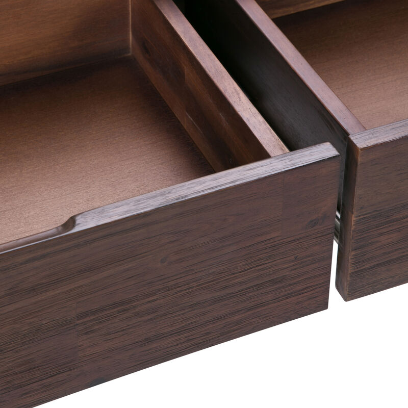 Lowry SOLID ACACIA WOOD and Metal 60 inch Wide Modern Industrial Console Sofa Table in Distressed Charcoal Brown