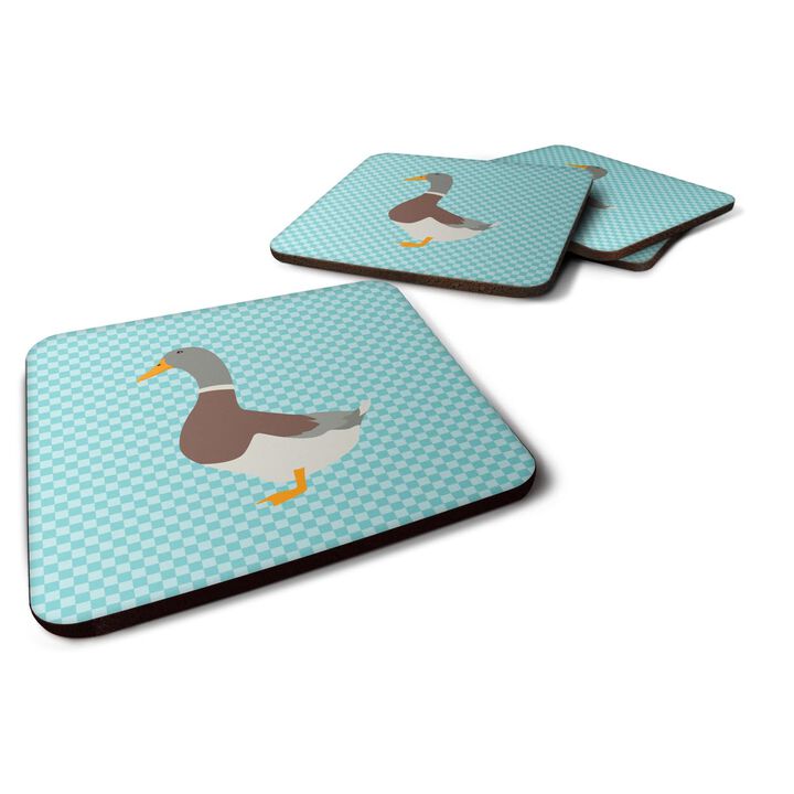 Caroline's Treasures Saxony Sachsenente Duck Blue Check Decorative coasters, 3.5, Multicolor