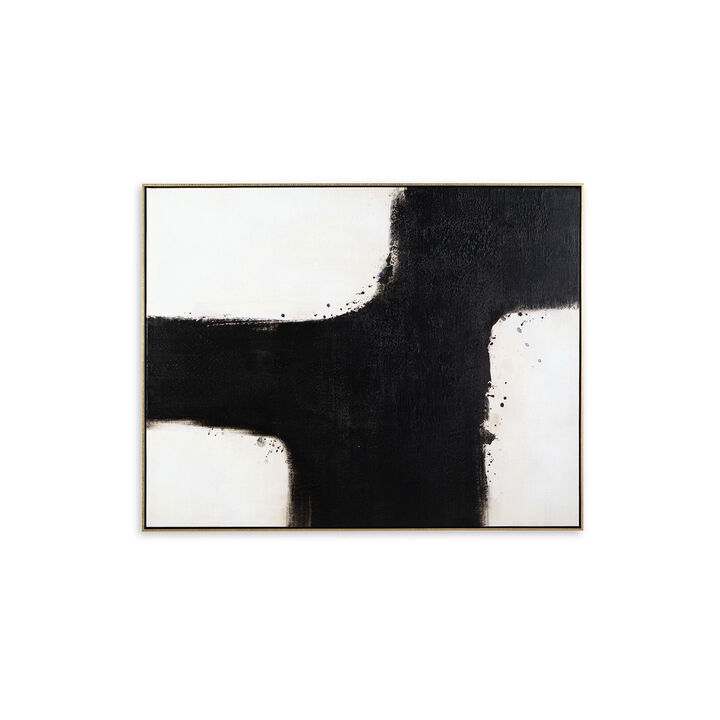 Leila Wall Art Decor, Black and White Minimalist Framed Canvas, 39x50
