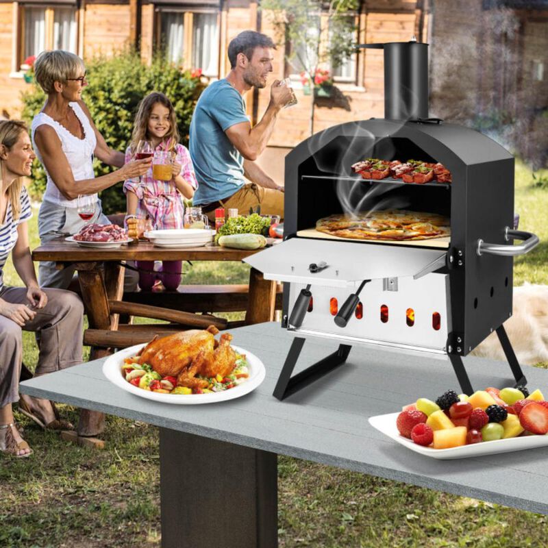Hivvago 2-Layer Pizza Oven with Removable Cooking Rack and Folding Legs