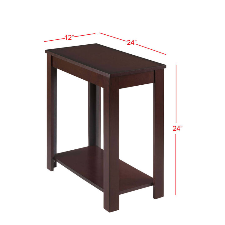 Contemporary Chairside Table with Open Bottom Shelf 1Pc Side Table Brown Finish Flat Tabletop Solid Wood Wooden