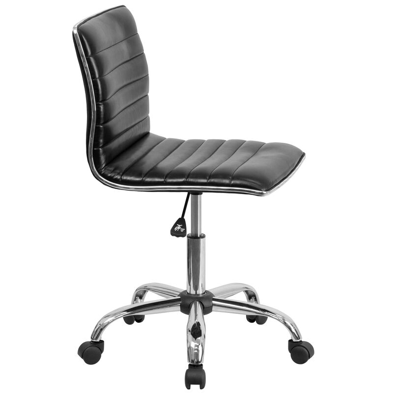 Alan Low Back Designer Armless Ribbed Swivel Task Office Chair image number 7