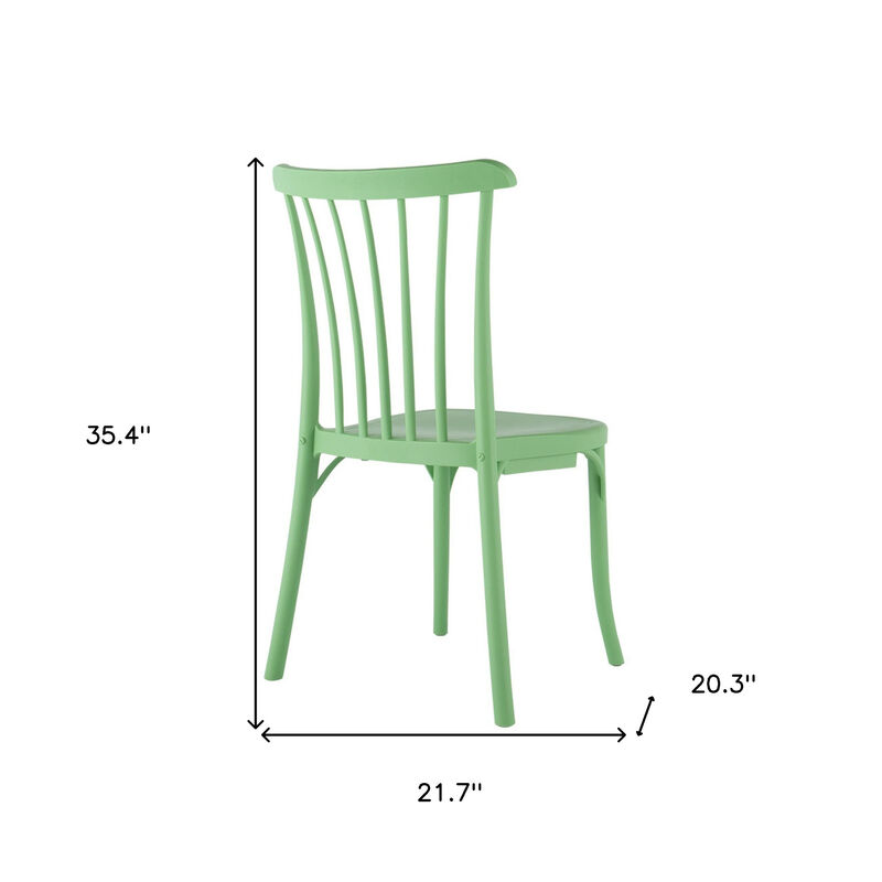 HomeRoots Set of Two Green Heavy Duty Plastic Outdoor Stacking Dining Chairs image number 5