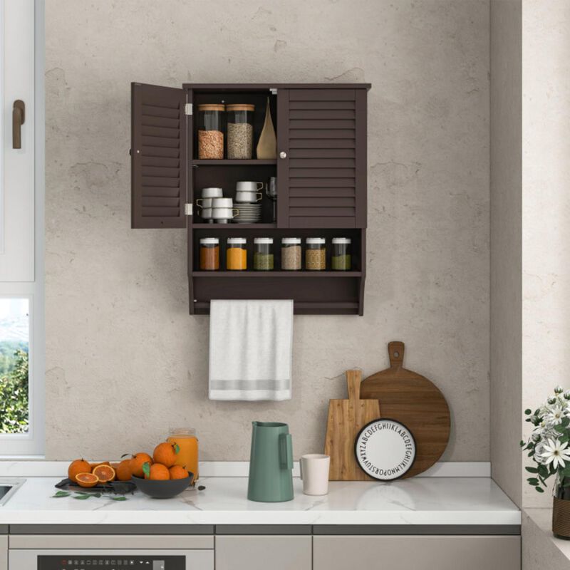 Hivvago 2-Doors Bathroom Wall-Mounted Medicine Cabinet with Towel Bar