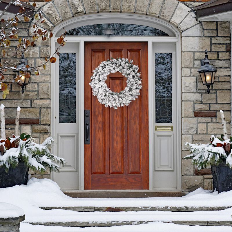 Vickerman 36" Flocked Snow Ridge Artificial Christmas Wreath, Unlit - Faux Snowy Christmas Wreath - Indoor Seasonal Home Wall Decor image number 2