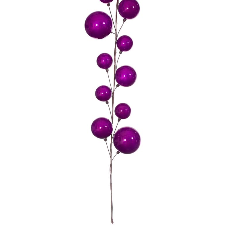 Vickerman 10' Fuchsia Pearl Branch Ball Wire Garland. image number 3