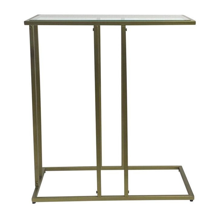 Carolina Living Serena End Table - Tempered Clear Glass - Antique Gold