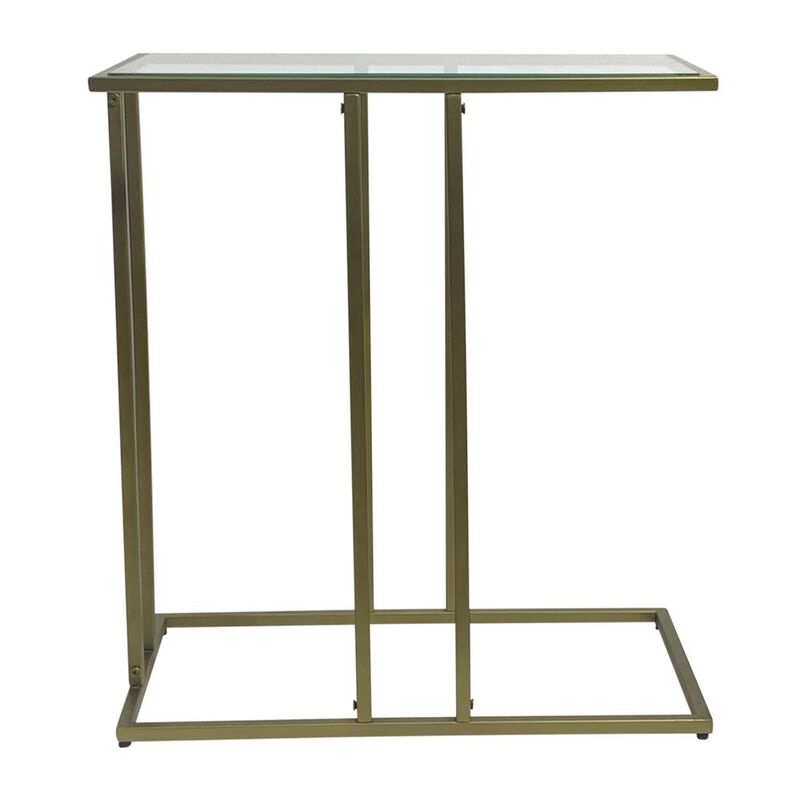 Carolina Living Serena End Table - Tempered Clear Glass - Antique Gold