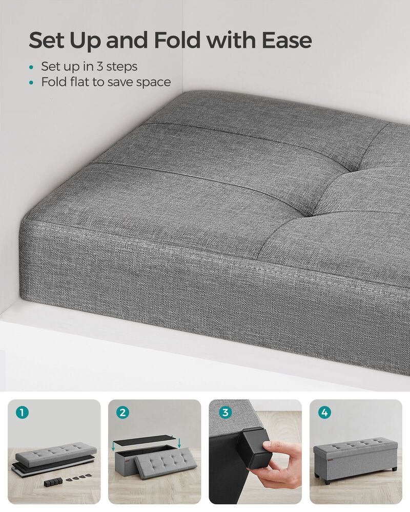 Storage Ottoman Bench for Bedroom, Living Room, or Entryway