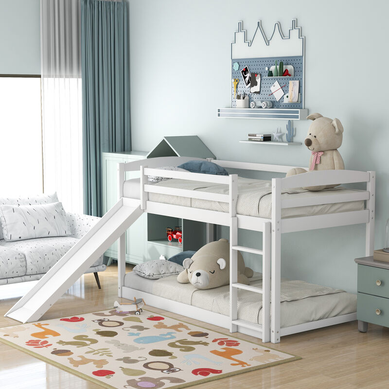 Twin over Twin Bunk Bed with Convertible Slide and Ladder