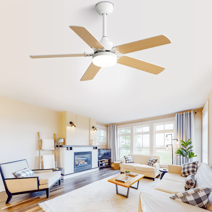 42 Inch Modern Ceiling Fan With LED Light 5 Blades Remote Control Reversible DC Motor White