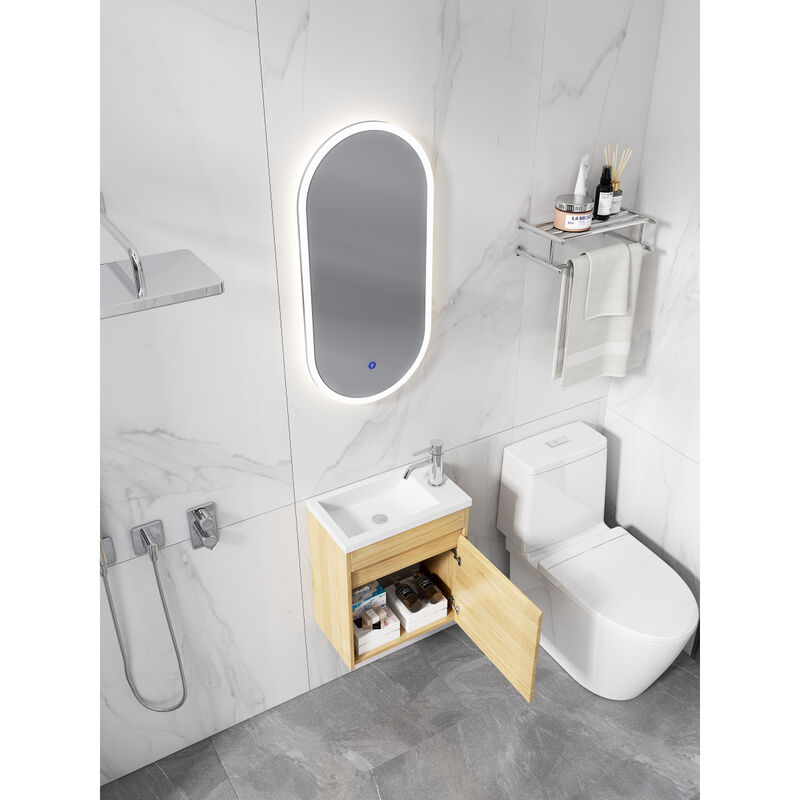 Bathroom Vanity With Single Sink,18 Inch For Small Bathroom (Excluding Faucets)