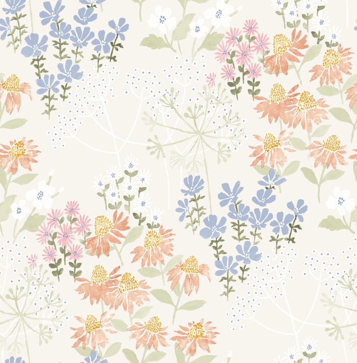 Cultivate Pastel Springtime Blooms Wallpaper (Set of 2)