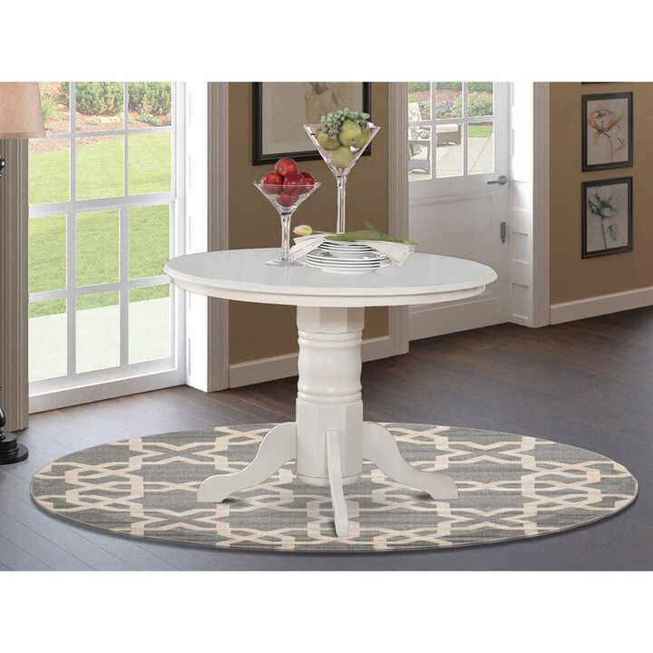 East West Furniture Shelton  Round    Kitchen  Table  42  Diameter  In  Linen  White  Finish