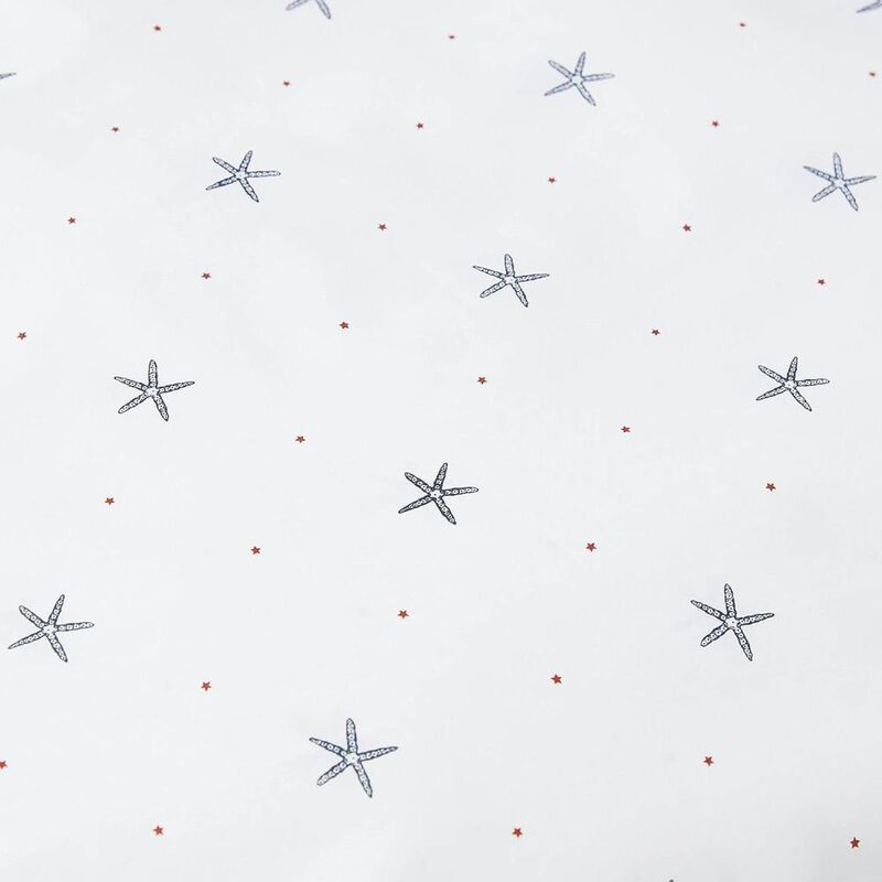Hivvago Twin size Coastal Beach Starfish White Navy Red 100-Percent Cotton Sheet Set