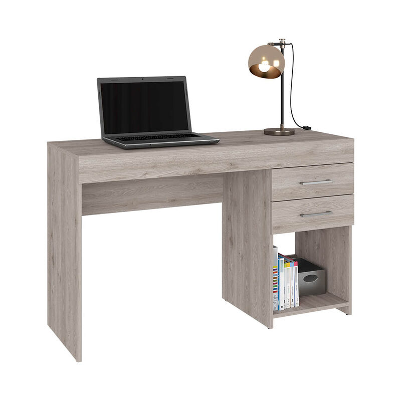 DEPOT E-SHOP Maui 2 Drawers Computer Desk, One Lower Shelf, Light Gray