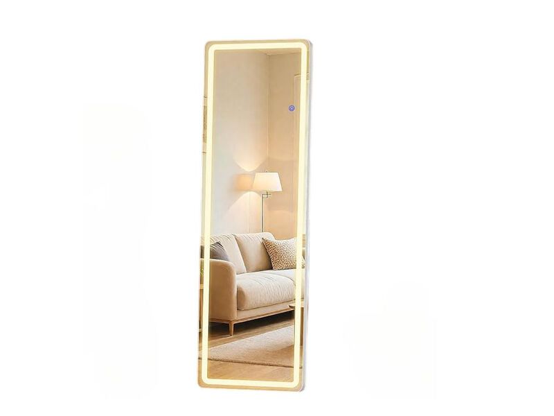 60" LED Full-Length Mirror &ndash; Dimmable Lighted Floor Standing D&eacute;cor
