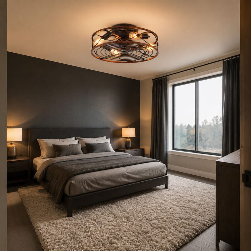 Caged Flush Mount Ceiling Fan image number 3