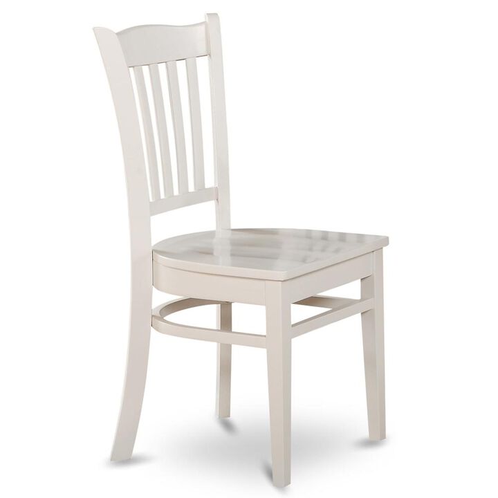 East West Furniture Groton  Dining  Chair  With  Wood  Seat  In  Linen  White  Finish,  Set  of  2