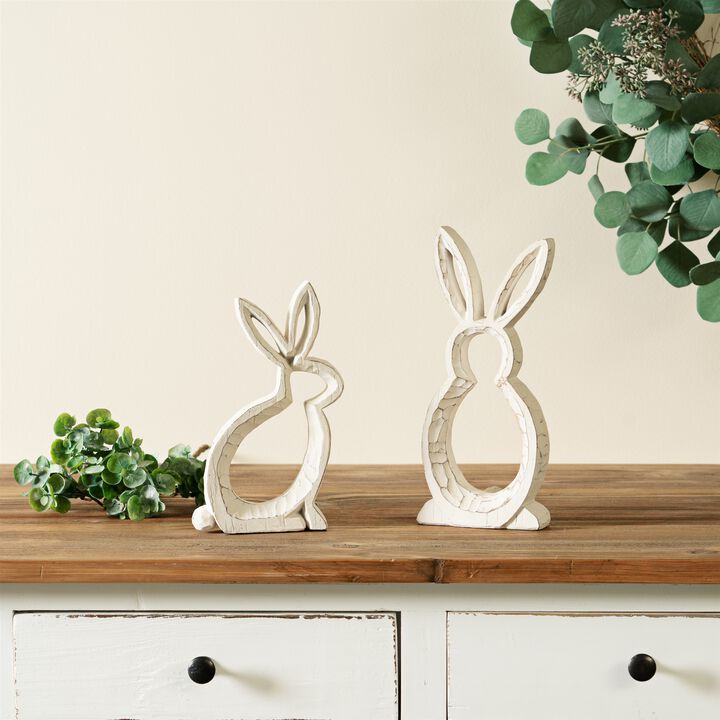 Decorative Resin Bunny Outline Set of 2 for Seasonal Accent
