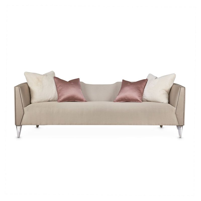Michael Amini Linea Sofa - Metallic/Silver Mist