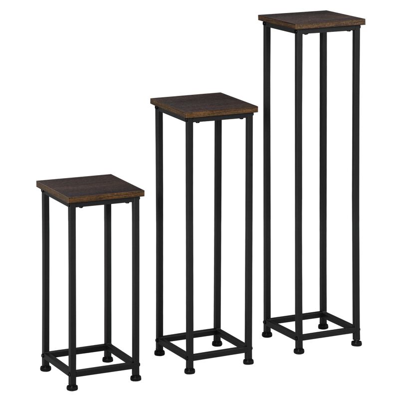 Outdoor Plant Stand Set: 3 Display End Tables, Corner Planter Pot Racks for Home, Patio image number 0