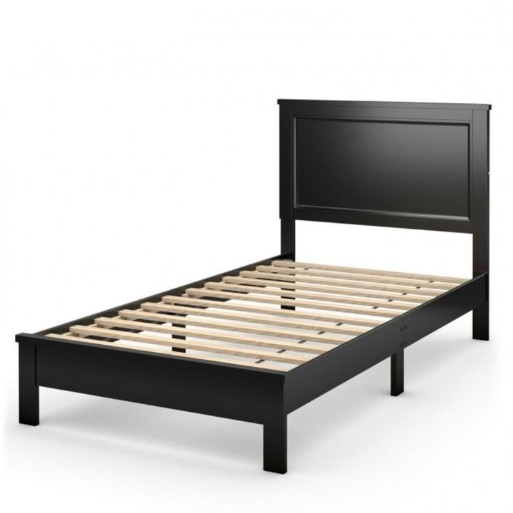 QuikFurn Twin Size Modern College Dorm Wooden Platform Bed in Black