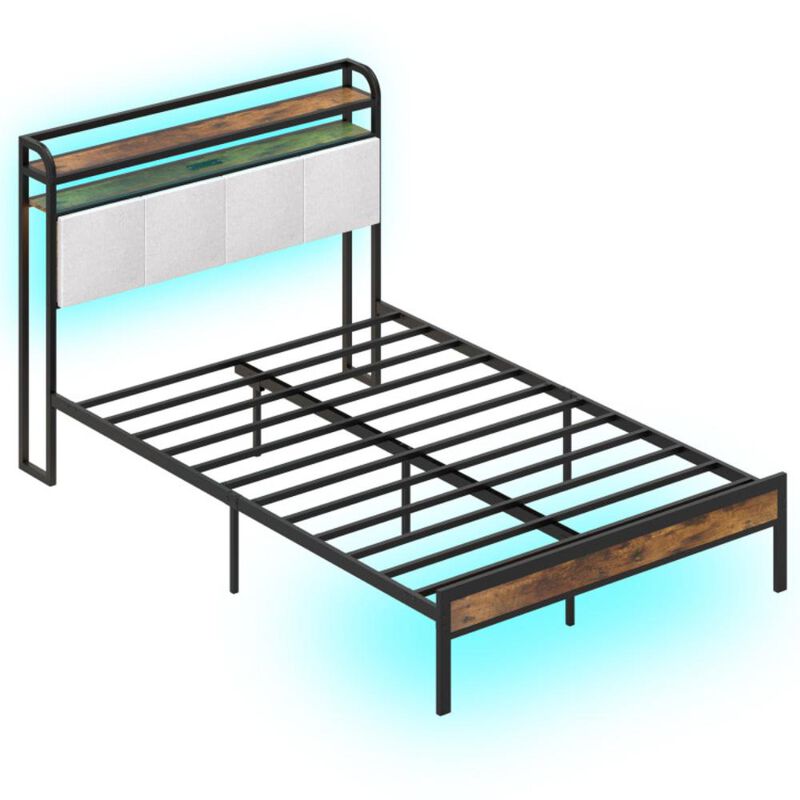 Hivvago Bed Frame with LED Light and Charging Station