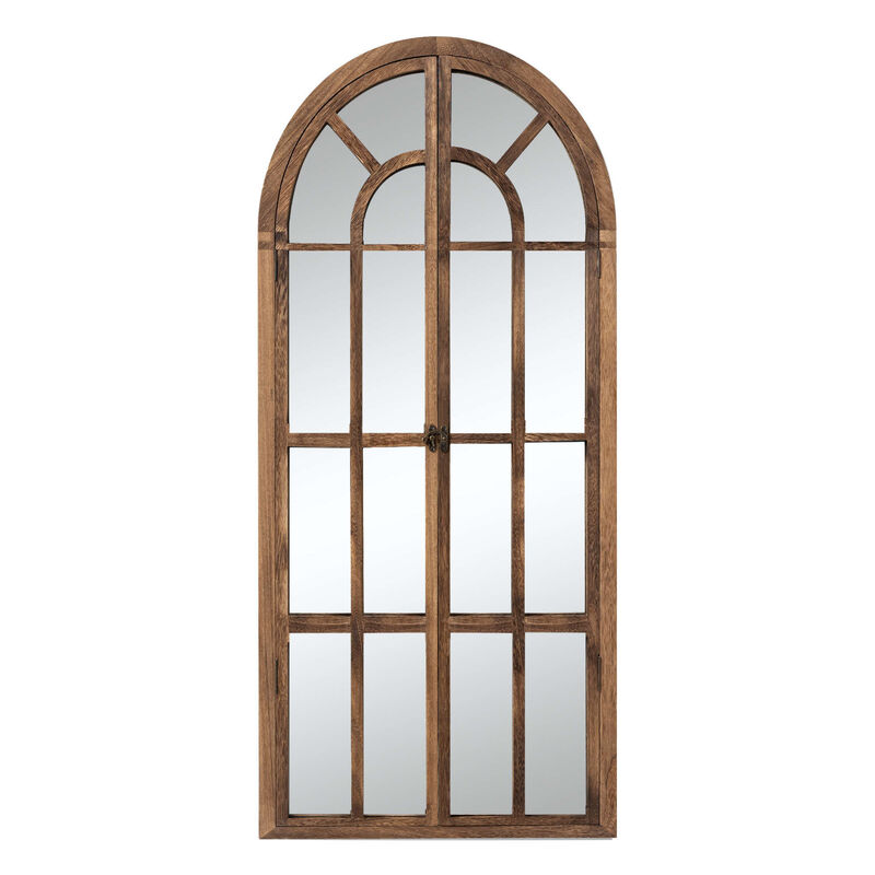 HomeRoots 71" Brown Solid Wood Arch Framed Full Length Mirror image number 2