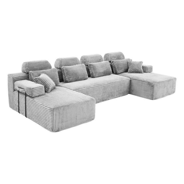 Tert U Shaped Corduroy Sectional Sofa