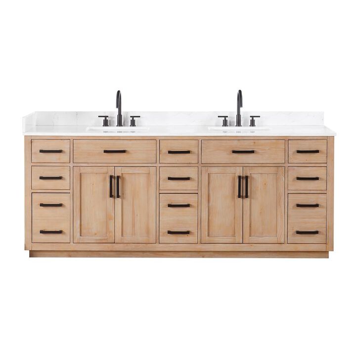 Altair 84 Double Bathroom Vanity in Light Brown without Mirror