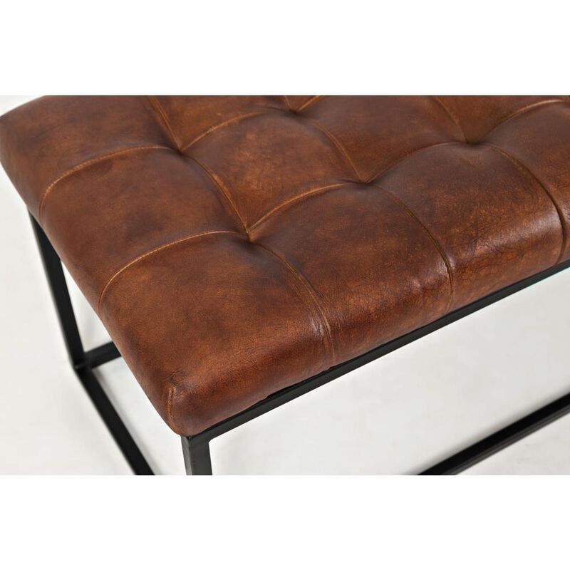 Jofran 55 Genuine Distressed Leather Ottoman Bench image number 6