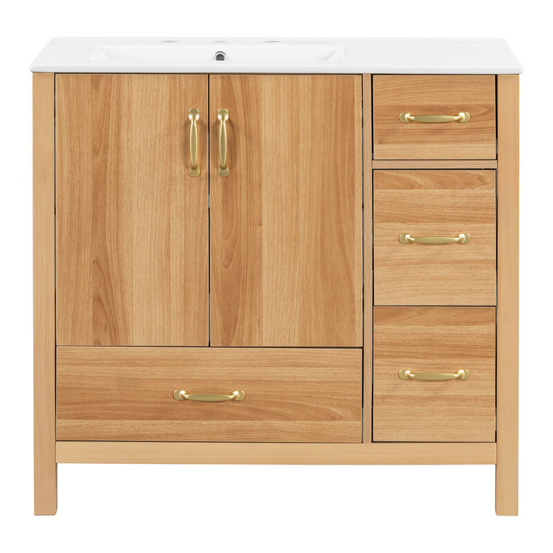 Merax Wood Bathroom Vanity with Solid Wood Frame
