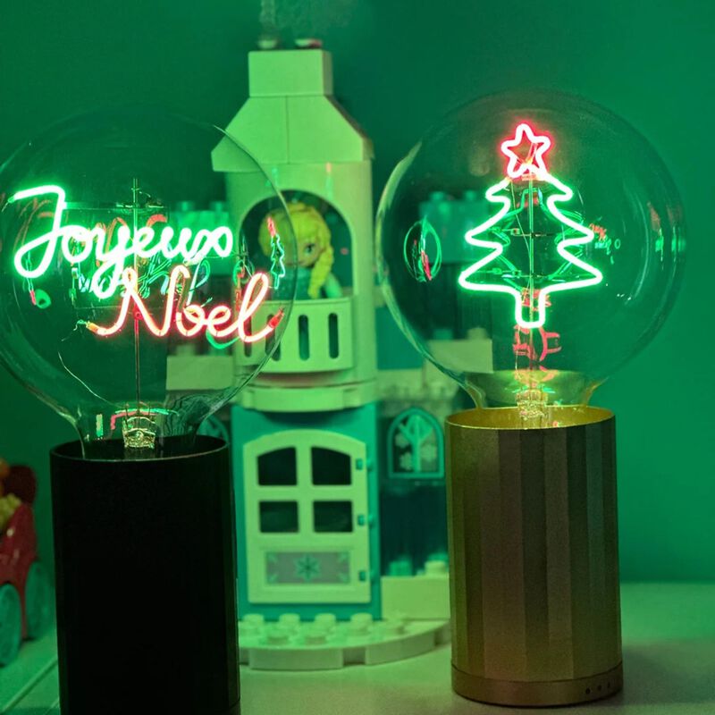 Bulb XMAS TREE Red/ Green with Base Table Lamp PORTABLE Rose Gold image number 3
