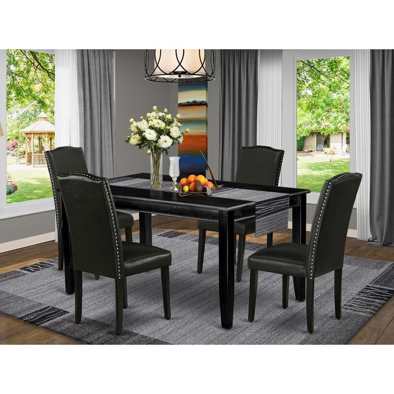 East West Furniture Dining Room Set Black, DUEN5-BLK-69