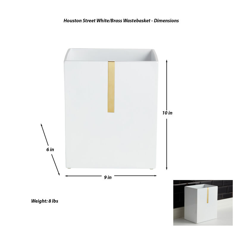 Houston Street White/Brass Wastebasket image number 1